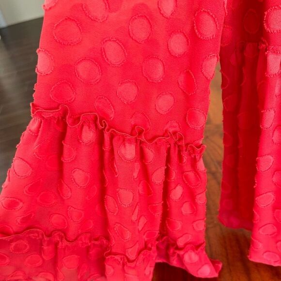 Soft Surroundings Besito Blouse red polka dot bell sleeve sz M - Picture 3 of 15